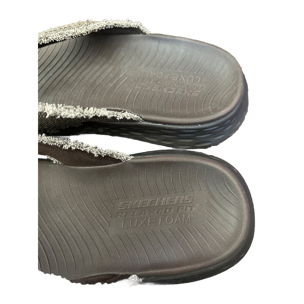 Skechers Relaxed Fit With Luxe Foam Flip Flops Brown 205225/CHOC Men Size 8 - Picture 5 of 7